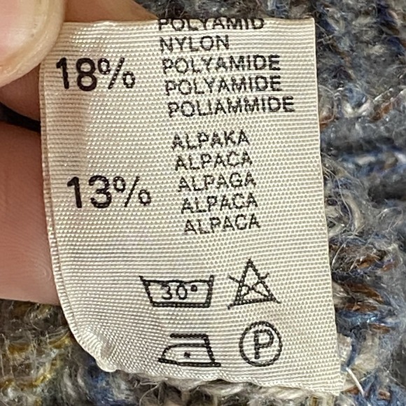 Vintage Fiume Sweater Womens 46 Gray Brown Wool Alpaca Colorblock Pullover Italy - Picture 13 of 16